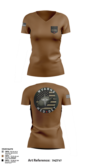 Womens Short Sleeve Vneck Shirt, WV ARNG Med Det, , Teamtime, Team time, sublimation, custom sports apparel, team uniforms, spirit wear, spiritwear, sports uniforms, custom shirts, team store, custom team store, fundraiser sports, apparel fundraiser