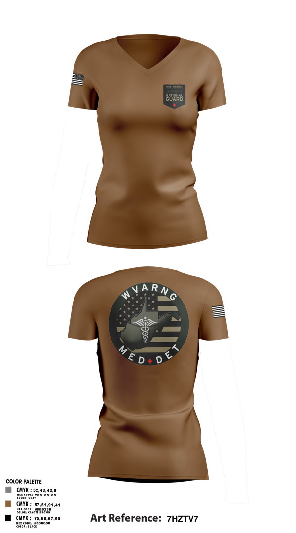 Womens Short Sleeve Vneck Shirt, WV ARNG Med Det, , Teamtime, Team time, sublimation, custom sports apparel, team uniforms, spirit wear, spiritwear, sports uniforms, custom shirts, team store, custom team store, fundraiser sports, apparel fundraiser