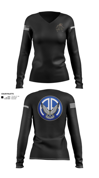 Womens Long Sleeve Vneck Shirt, A Co 2-325 AIR, Army, Teamtime, Team time, sublimation, custom sports apparel, team uniforms, spirit wear, spiritwear, sports uniforms, custom shirts, team store, custom team store, fundraiser sports, apparel fundraiser