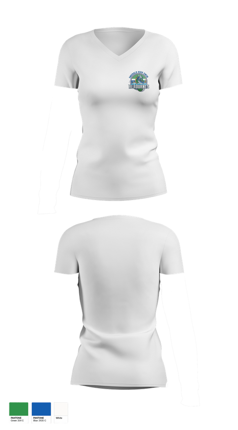 Womens Short Sleeve Vneck Shirt, Emerald High Swim Aeroaunts, Swimming, Teamtime, Team time, sublimation, custom sports apparel, team uniforms, spirit wear, spiritwear, sports uniforms, custom shirts, team store, custom team store, fundraiser sports, apparel fundraiser