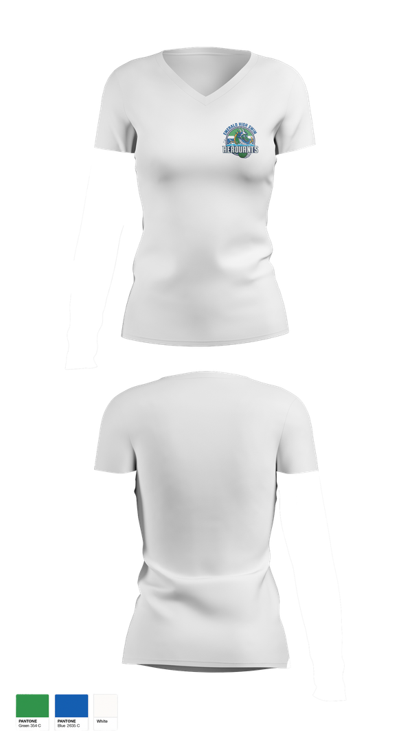 Womens Short Sleeve Vneck Shirt, Emerald High Swim Aeroaunts, Swimming, Teamtime, Team time, sublimation, custom sports apparel, team uniforms, spirit wear, spiritwear, sports uniforms, custom shirts, team store, custom team store, fundraiser sports, apparel fundraiser