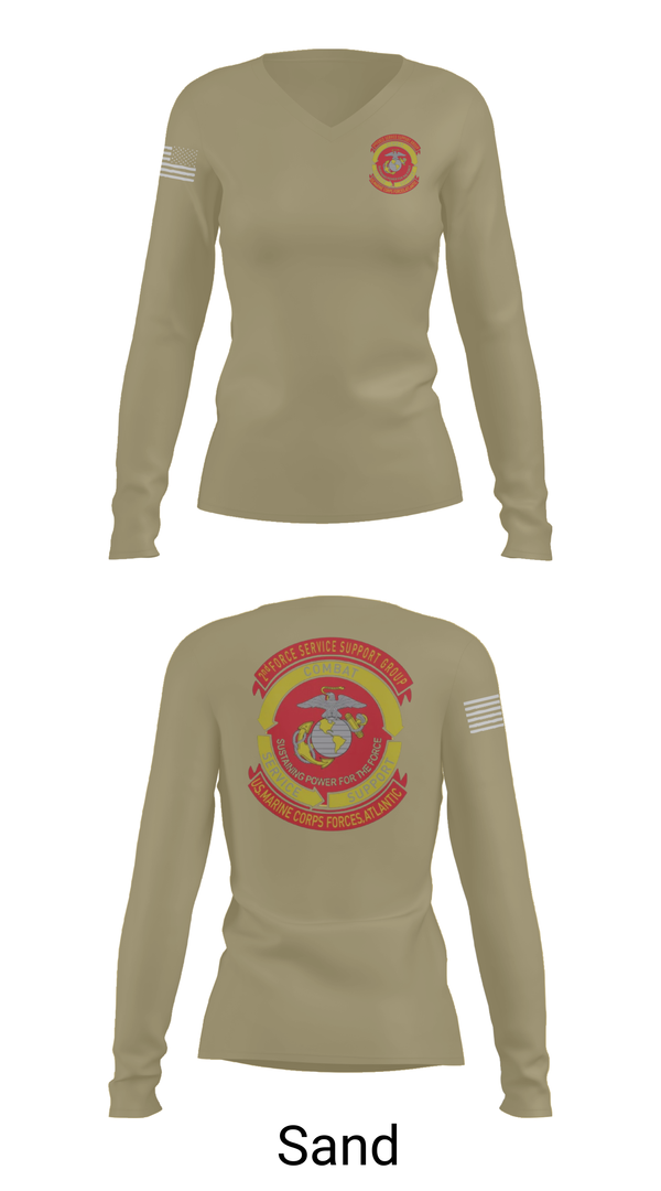 Womens Long Sleeve Vneck Shirt, Det ‘A’ 2nd FSSG, , Teamtime, Team time, sublimation, custom sports apparel, team uniforms, spirit wear, spiritwear, sports uniforms, custom shirts, team store, custom team store, fundraiser sports, apparel fundraiser