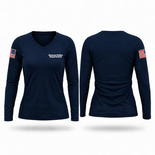Womens Long Sleeve Vneck Shirt, Duncan Police Department, Police, Teamtime, Team time, sublimation, custom sports apparel, team uniforms, spirit wear, spiritwear, sports uniforms, custom shirts, team store, custom team store, fundraiser sports, apparel fundraiser