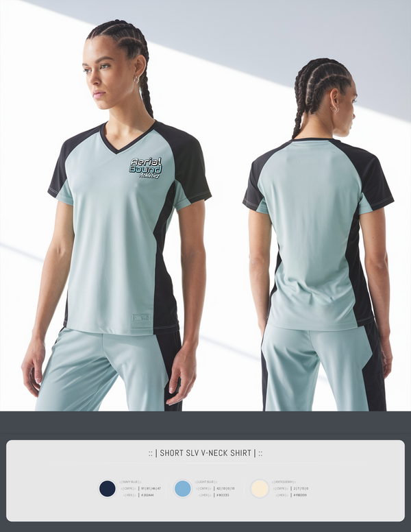 Womens Short Sleeve Vneck Shirt, Aerial Bound Athletics, Spirit Store, Teamtime, Team time, sublimation, custom sports apparel, team uniforms, spirit wear, spiritwear, sports uniforms, custom shirts, team store, custom team store, fundraiser sports, apparel fundraiser