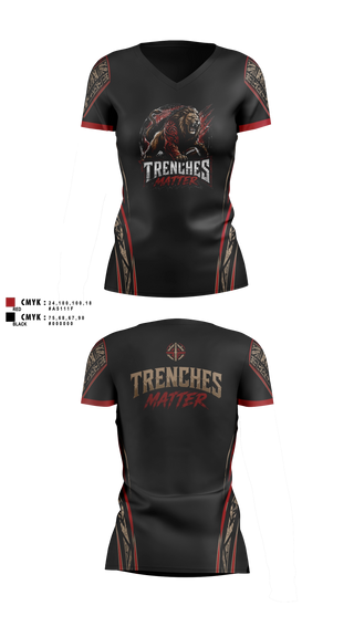 Womens Short Sleeve Vneck Shirt, Trenches Matter, , Teamtime, Team time, sublimation, custom sports apparel, team uniforms, spirit wear, spiritwear, sports uniforms, custom shirts, team store, custom team store, fundraiser sports, apparel fundraiser