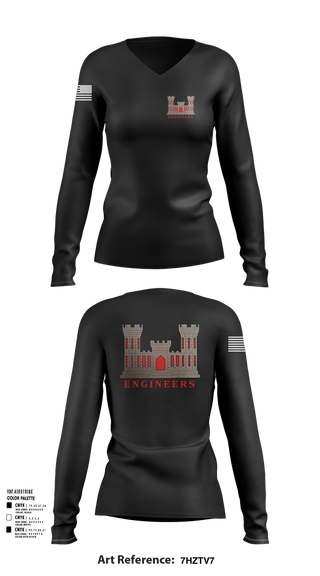 Womens Long Sleeve Vneck Shirt, 817th engineer sapper, , Teamtime, Team time, sublimation, custom sports apparel, team uniforms, spirit wear, spiritwear, sports uniforms, custom shirts, team store, custom team store, fundraiser sports, apparel fundraiser
