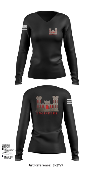 817th engineer sapper 48720796 Women's Long Sleeve V-neck Shirt - 52