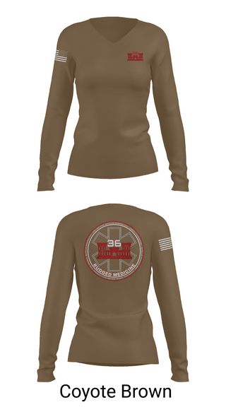 Womens Long Sleeve Vneck Shirt, 36 Engineer Brigade, Army, Teamtime, Team time, sublimation, custom sports apparel, team uniforms, spirit wear, spiritwear, sports uniforms, custom shirts, team store, custom team store, fundraiser sports, apparel fundraiser