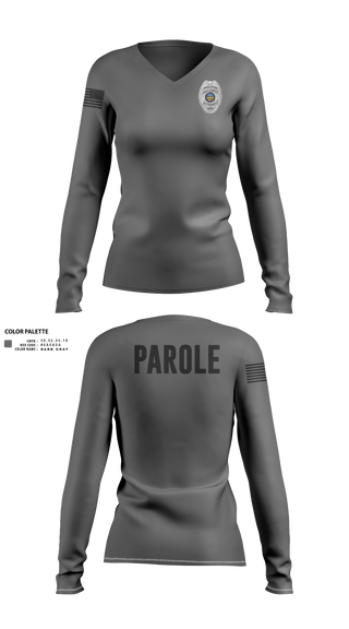 Womens Long Sleeve Vneck Shirt, Adult Parole Authority, Police, Teamtime, Team time, sublimation, custom sports apparel, team uniforms, spirit wear, spiritwear, sports uniforms, custom shirts, team store, custom team store, fundraiser sports, apparel fundraiser