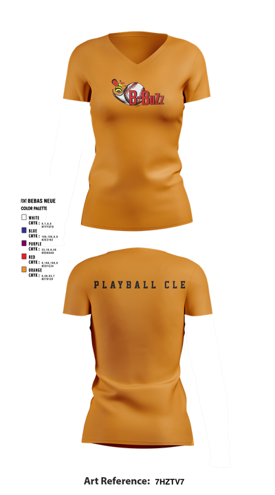 B Buzz Baseball League 75019054 Women's Short Sleeve V-neck Shirt - 4