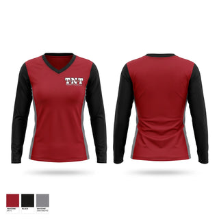 Womens Long Sleeve Vneck Shirt, TNT, Softball, Teamtime, Team time, sublimation, custom sports apparel, team uniforms, spirit wear, spiritwear, sports uniforms, custom shirts, team store, custom team store, fundraiser sports, apparel fundraiser