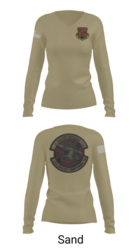 Womens Long Sleeve Vneck Shirt, 125th Tactical Aircraft Maintenance SQ, , Teamtime, Team time, sublimation, custom sports apparel, team uniforms, spirit wear, spiritwear, sports uniforms, custom shirts, team store, custom team store, fundraiser sports, apparel fundraiser