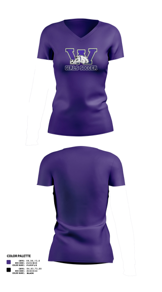 Womens Short Sleeve Vneck Shirt, Waukegan Bulldogs, Women's Soccer, Teamtime, Team time, sublimation, custom sports apparel, team uniforms, spirit wear, spiritwear, sports uniforms, custom shirts, team store, custom team store, fundraiser sports, apparel fundraiser