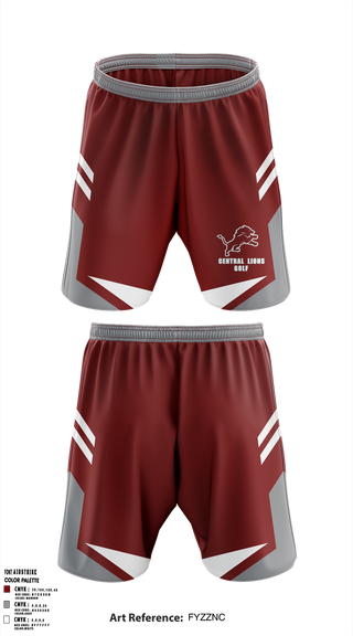 Athletic Shorts With Pockets, Central  Lions, Golf, Teamtime, Team time, sublimation, custom sports apparel, team uniforms, spirit wear, spiritwear, sports uniforms, custom shirts, team store, custom team store, fundraiser sports, apparel fundraiser