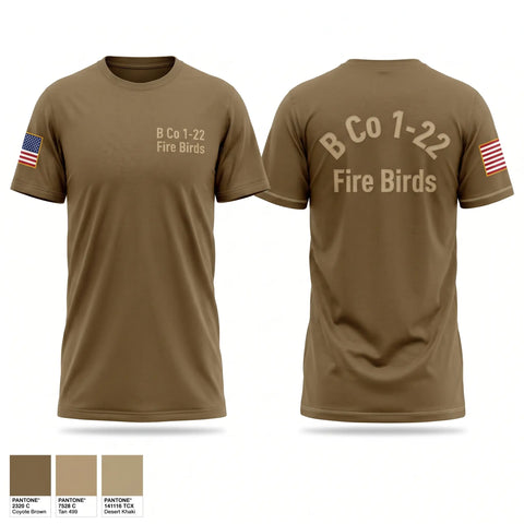 Old School Cotton Feel Shirt, B Co 122 Fire Birds, Army, Teamtime, Team time, sublimation, custom sports apparel, team uniforms, spirit wear, spiritwear, sports uniforms, custom shirts, team store, custom team store, fundraiser sports, apparel fundraiser