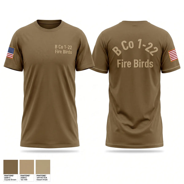 Old School Cotton Feel Shirt, B Co 122 Fire Birds, Army, Teamtime, Team time, sublimation, custom sports apparel, team uniforms, spirit wear, spiritwear, sports uniforms, custom shirts, team store, custom team store, fundraiser sports, apparel fundraiser