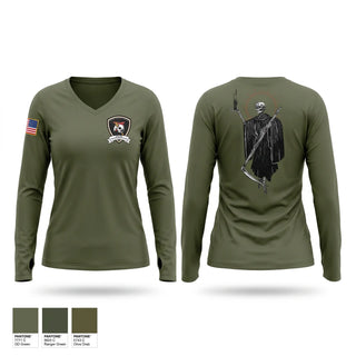 Womens Long Sleeve Vneck Shirt, Combat Logistics Battalion 31, Marines, Teamtime, Team time, sublimation, custom sports apparel, team uniforms, spirit wear, spiritwear, sports uniforms, custom shirts, team store, custom team store, fundraiser sports, apparel fundraiser