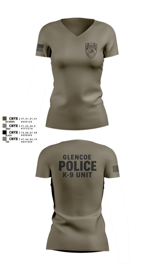 Womens Short Sleeve Vneck Shirt, GLENCOE POLICE DEPARTMENT K9, Police, Teamtime, Team time, sublimation, custom sports apparel, team uniforms, spirit wear, spiritwear, sports uniforms, custom shirts, team store, custom team store, fundraiser sports, apparel fundraiser