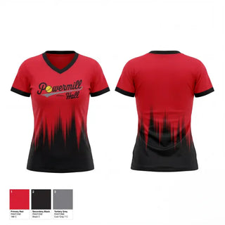 Womens Short Sleeve Vneck Shirt, Powermill-Hall, Softball, Teamtime, Team time, sublimation, custom sports apparel, team uniforms, spirit wear, spiritwear, sports uniforms, custom shirts, team store, custom team store, fundraiser sports, apparel fundraiser
