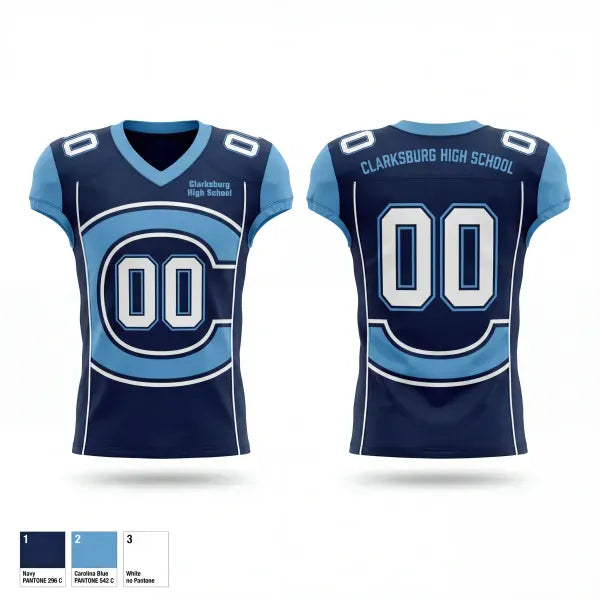 Football Jersey, Clarksburg High School, , Teamtime, Team time, sublimation, custom sports apparel, team uniforms, spirit wear, spiritwear, sports uniforms, custom shirts, team store, custom team store, fundraiser sports, apparel fundraiser