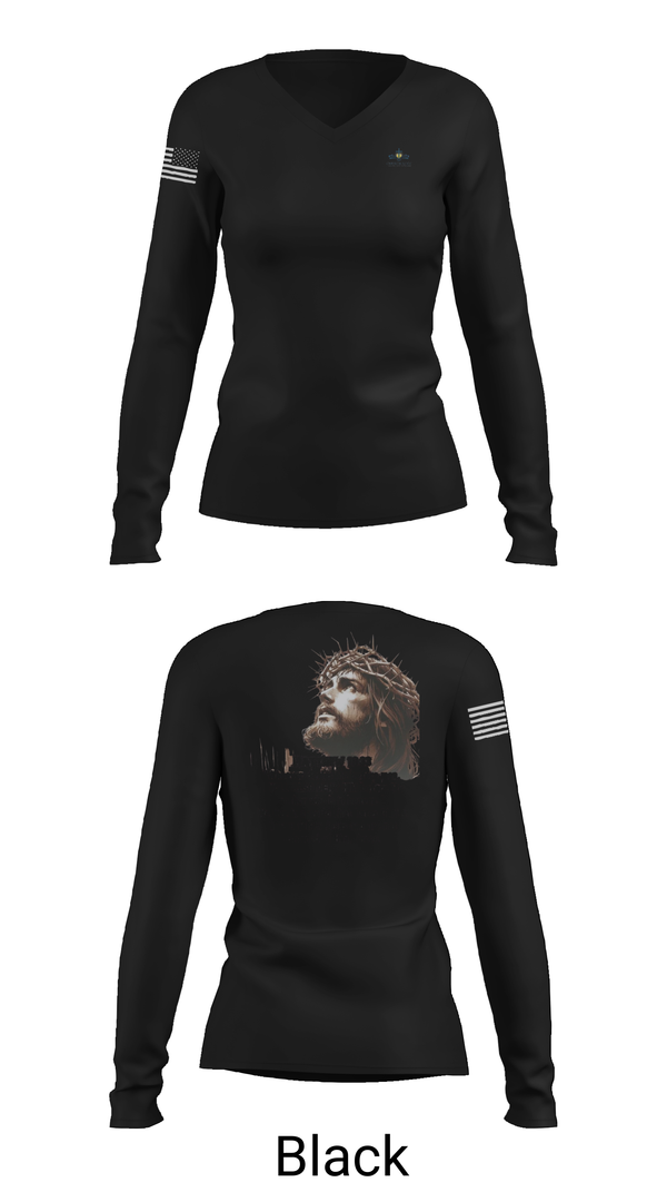Womens Long Sleeve Vneck Shirt, Homosassa Church of God, , Teamtime, Team time, sublimation, custom sports apparel, team uniforms, spirit wear, spiritwear, sports uniforms, custom shirts, team store, custom team store, fundraiser sports, apparel fundraiser