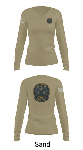 Womens Long Sleeve Vneck Shirt, USS TRIPOLI, , Teamtime, Team time, sublimation, custom sports apparel, team uniforms, spirit wear, spiritwear, sports uniforms, custom shirts, team store, custom team store, fundraiser sports, apparel fundraiser