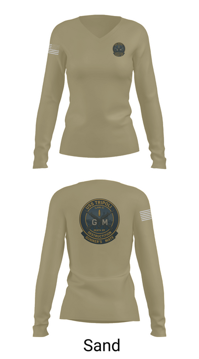 USS TRIPOLI 21275636 Women's Long Sleeve V-neck Shirt - 92
