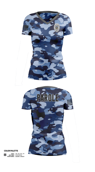 Womens Short Sleeve Vneck Shirt, Adult Parole Authority, Police, Teamtime, Team time, sublimation, custom sports apparel, team uniforms, spirit wear, spiritwear, sports uniforms, custom shirts, team store, custom team store, fundraiser sports, apparel fundraiser