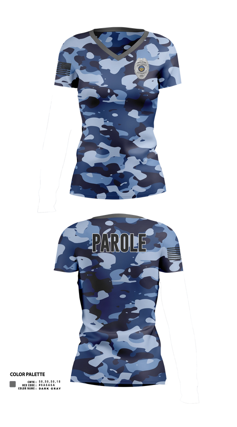 Womens Short Sleeve Vneck Shirt, Adult Parole Authority, Police, Teamtime, Team time, sublimation, custom sports apparel, team uniforms, spirit wear, spiritwear, sports uniforms, custom shirts, team store, custom team store, fundraiser sports, apparel fundraiser