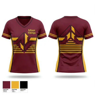 Edison Vikings 2506250 Women's Short Sleeve V-neck Shirt - 1