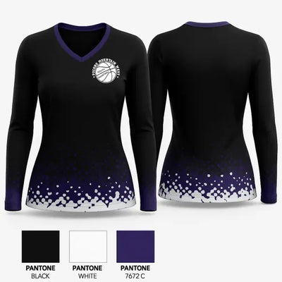 Pocono Mountain West Youth Basketball Association 15543729 Women's Long Sleeve V-neck Shirt - 21