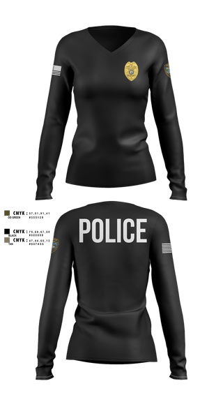 Womens Long Sleeve Vneck Shirt, Port St. Joe Police Department, Police, Teamtime, Team time, sublimation, custom sports apparel, team uniforms, spirit wear, spiritwear, sports uniforms, custom shirts, team store, custom team store, fundraiser sports, apparel fundraiser