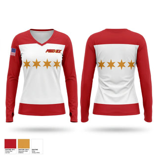 Womens Long Sleeve Vneck Shirt, MedEx EMS, EMS/EMT, Teamtime, Team time, sublimation, custom sports apparel, team uniforms, spirit wear, spiritwear, sports uniforms, custom shirts, team store, custom team store, fundraiser sports, apparel fundraiser