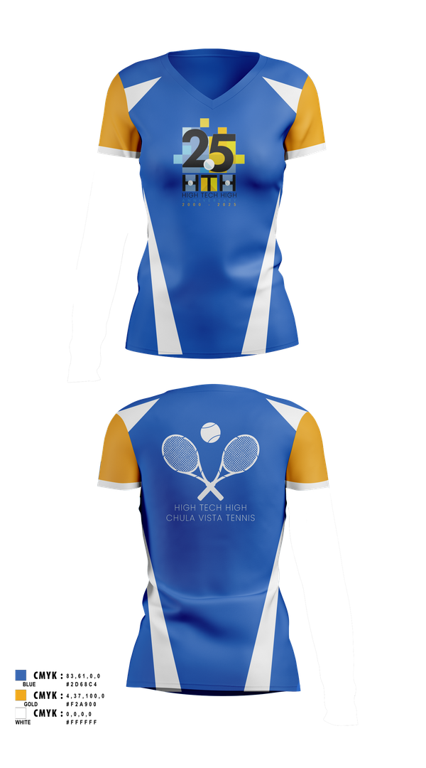 Womens Short Sleeve Vneck Shirt, High Tech High - Chula Vista Tennis, Tennis, Teamtime, Team time, sublimation, custom sports apparel, team uniforms, spirit wear, spiritwear, sports uniforms, custom shirts, team store, custom team store, fundraiser sports, apparel fundraiser