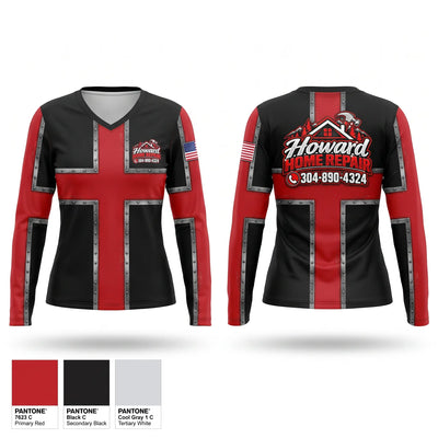 Howard Home Repair Women's Long Sleeve V-neck Shirt - 1