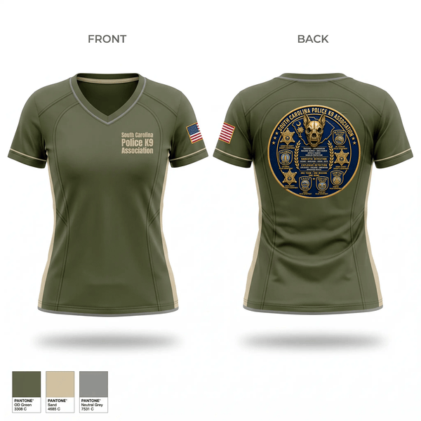 Womens Short Sleeve Vneck Shirt, South Carolina Police K9 Association, Police, Teamtime, Team time, sublimation, custom sports apparel, team uniforms, spirit wear, spiritwear, sports uniforms, custom shirts, team store, custom team store, fundraiser sports, apparel fundraiser