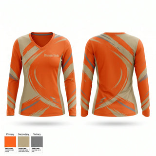 Womens Long Sleeve Vneck Shirt, Thunderbirds, Baseball, Teamtime, Team time, sublimation, custom sports apparel, team uniforms, spirit wear, spiritwear, sports uniforms, custom shirts, team store, custom team store, fundraiser sports, apparel fundraiser