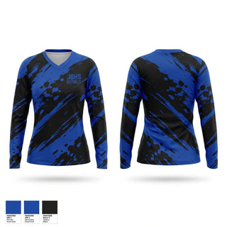 Womens Long Sleeve Vneck Shirt, JBHS ROYALS, Softball, Teamtime, Team time, sublimation, custom sports apparel, team uniforms, spirit wear, spiritwear, sports uniforms, custom shirts, team store, custom team store, fundraiser sports, apparel fundraiser