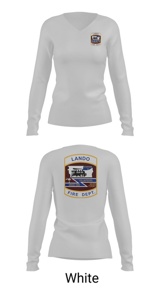 Womens Long Sleeve Vneck Shirt, Lando Fire Department, Fire Department, Teamtime, Team time, sublimation, custom sports apparel, team uniforms, spirit wear, spiritwear, sports uniforms, custom shirts, team store, custom team store, fundraiser sports, apparel fundraiser
