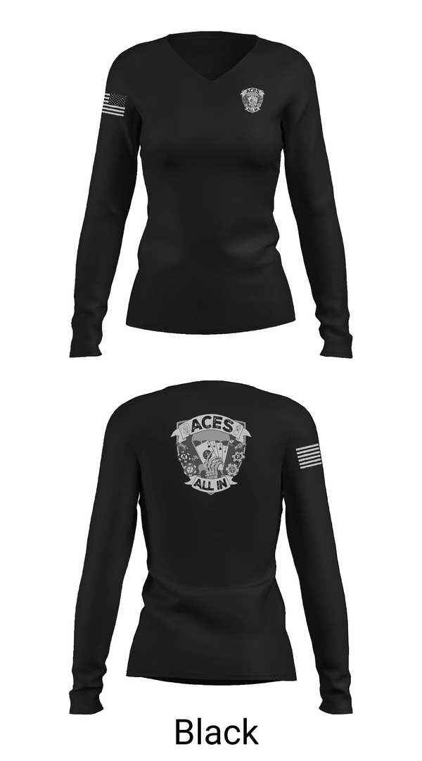 Womens Long Sleeve Vneck Shirt, 82nd ADSB, Army, Teamtime, Team time, sublimation, custom sports apparel, team uniforms, spirit wear, spiritwear, sports uniforms, custom shirts, team store, custom team store, fundraiser sports, apparel fundraiser