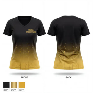 Womens Short Sleeve Vneck Shirt, Hinton Blackhawks, Baseball, Teamtime, Team time, sublimation, custom sports apparel, team uniforms, spirit wear, spiritwear, sports uniforms, custom shirts, team store, custom team store, fundraiser sports, apparel fundraiser