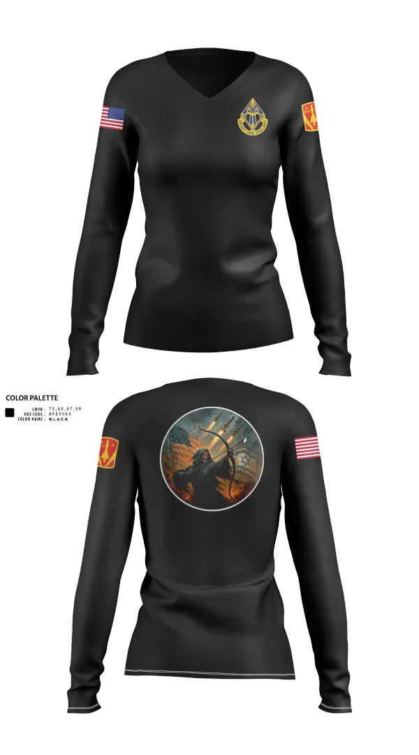 Womens Long Sleeve Vneck Shirt, HHB, 31st ADA BDE, , Teamtime, Team time, sublimation, custom sports apparel, team uniforms, spirit wear, spiritwear, sports uniforms, custom shirts, team store, custom team store, fundraiser sports, apparel fundraiser