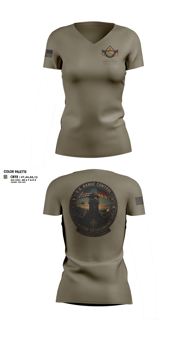 Womens Short Sleeve Vneck Shirt, 7TH ATC, Army, Teamtime, Team time, sublimation, custom sports apparel, team uniforms, spirit wear, spiritwear, sports uniforms, custom shirts, team store, custom team store, fundraiser sports, apparel fundraiser