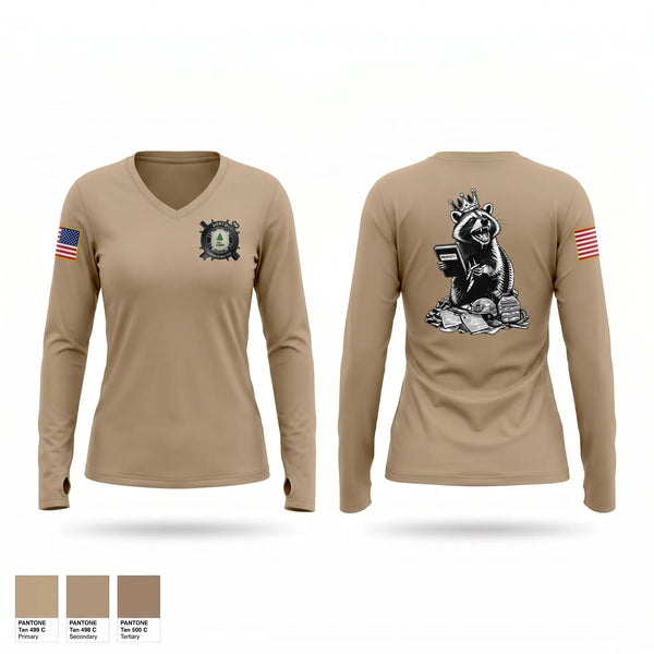 Womens Long Sleeve Vneck Shirt, USPFO, MEARNG, National Guard, Teamtime, Team time, sublimation, custom sports apparel, team uniforms, spirit wear, spiritwear, sports uniforms, custom shirts, team store, custom team store, fundraiser sports, apparel fundraiser