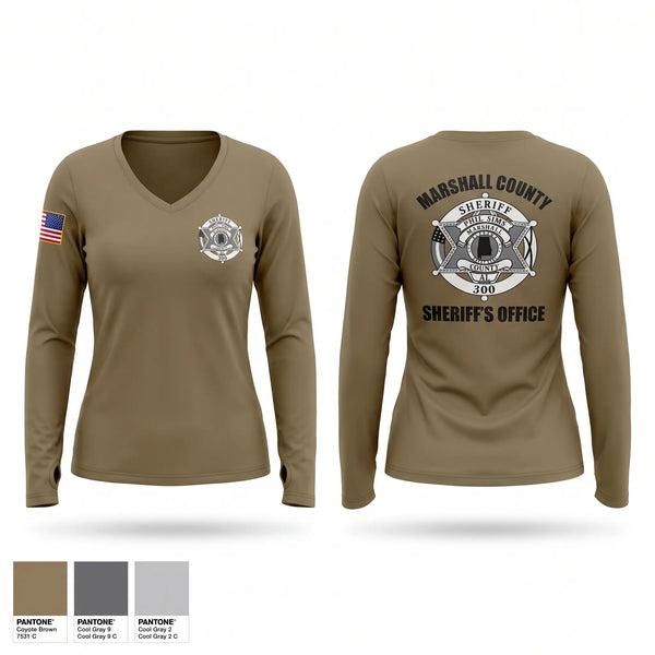 Womens Long Sleeve Vneck Shirt, Marshall county sheriff’s office, Police, Teamtime, Team time, sublimation, custom sports apparel, team uniforms, spirit wear, spiritwear, sports uniforms, custom shirts, team store, custom team store, fundraiser sports, apparel fundraiser