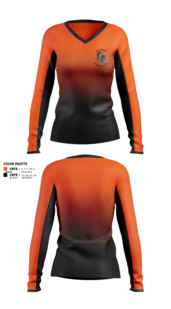 Womens Long Sleeve Vneck Shirt, Van Buren Youth Soccer Association, Spirit Store, Teamtime, Team time, sublimation, custom sports apparel, team uniforms, spirit wear, spiritwear, sports uniforms, custom shirts, team store, custom team store, fundraiser sports, apparel fundraiser