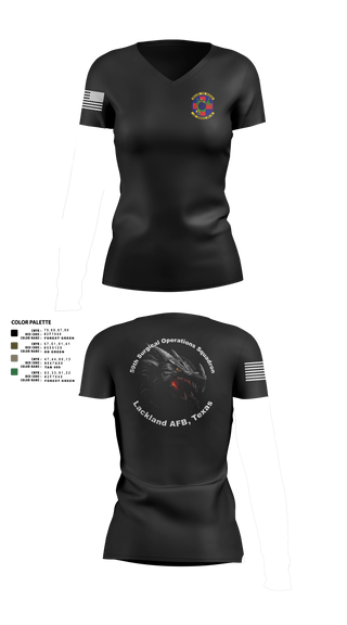 Womens Short Sleeve Vneck Shirt, 59th Surgical Operations Squadron, Air Force, Teamtime, Team time, sublimation, custom sports apparel, team uniforms, spirit wear, spiritwear, sports uniforms, custom shirts, team store, custom team store, fundraiser sports, apparel fundraiser