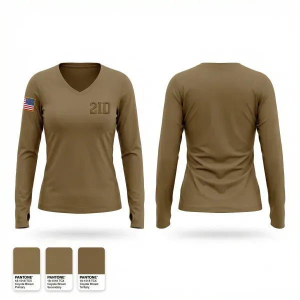 Womens Long Sleeve Vneck Shirt, 2ID, Army, Teamtime, Team time, sublimation, custom sports apparel, team uniforms, spirit wear, spiritwear, sports uniforms, custom shirts, team store, custom team store, fundraiser sports, apparel fundraiser