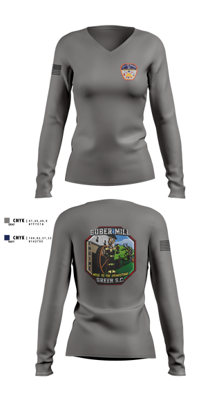 Womens Long Sleeve Vneck Shirt, City Of Greer FD, Fire Department, Teamtime, Team time, sublimation, custom sports apparel, team uniforms, spirit wear, spiritwear, sports uniforms, custom shirts, team store, custom team store, fundraiser sports, apparel fundraiser