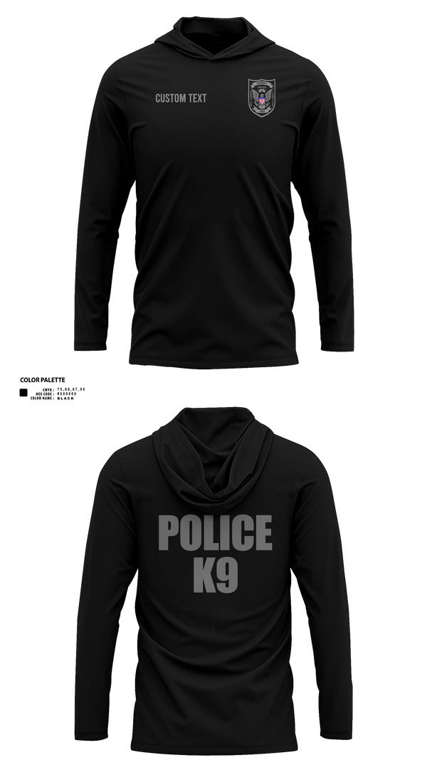 Long Sleeve hooded sunshirt, PERRY POLICE DEPARTMENT, Police, Teamtime, Team time, sublimation, custom sports apparel, team uniforms, spirit wear, spiritwear, sports uniforms, custom shirts, team store, custom team store, fundraiser sports, apparel fundraiser